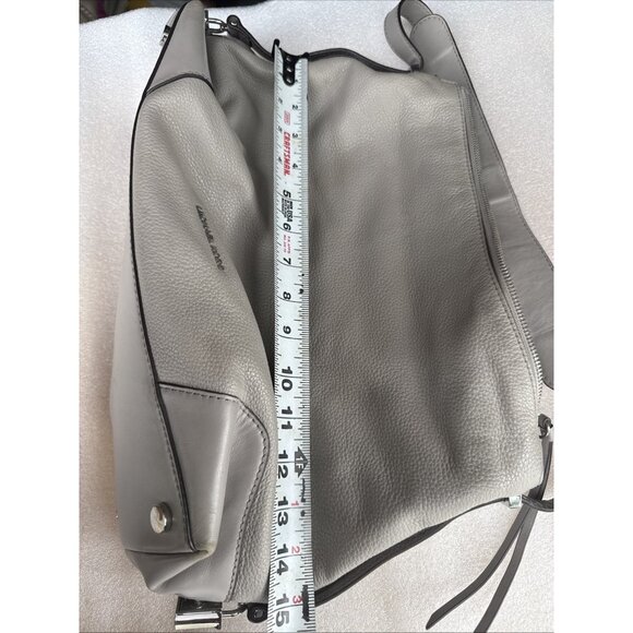 Michael Kors Gray Leather Hobo Bag With Adjustable Strap & Metal Feet - Picture 10 of 11